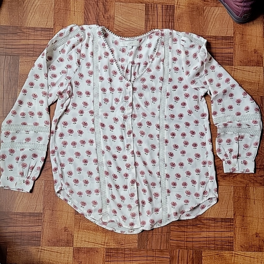 LOFT Floral Longsleeve Blouse